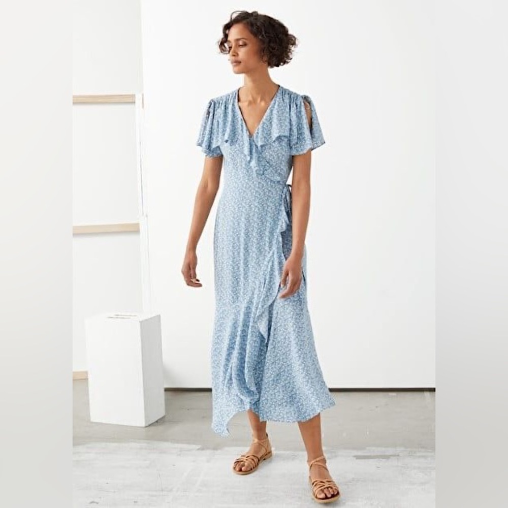 & Other Stories Flutter Sleeve Wrap Dress